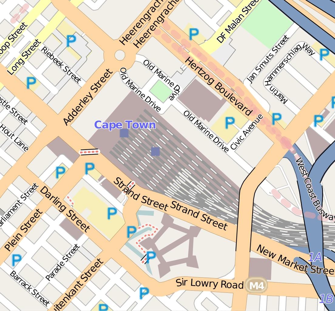 mapa barrack street, Kapské Město