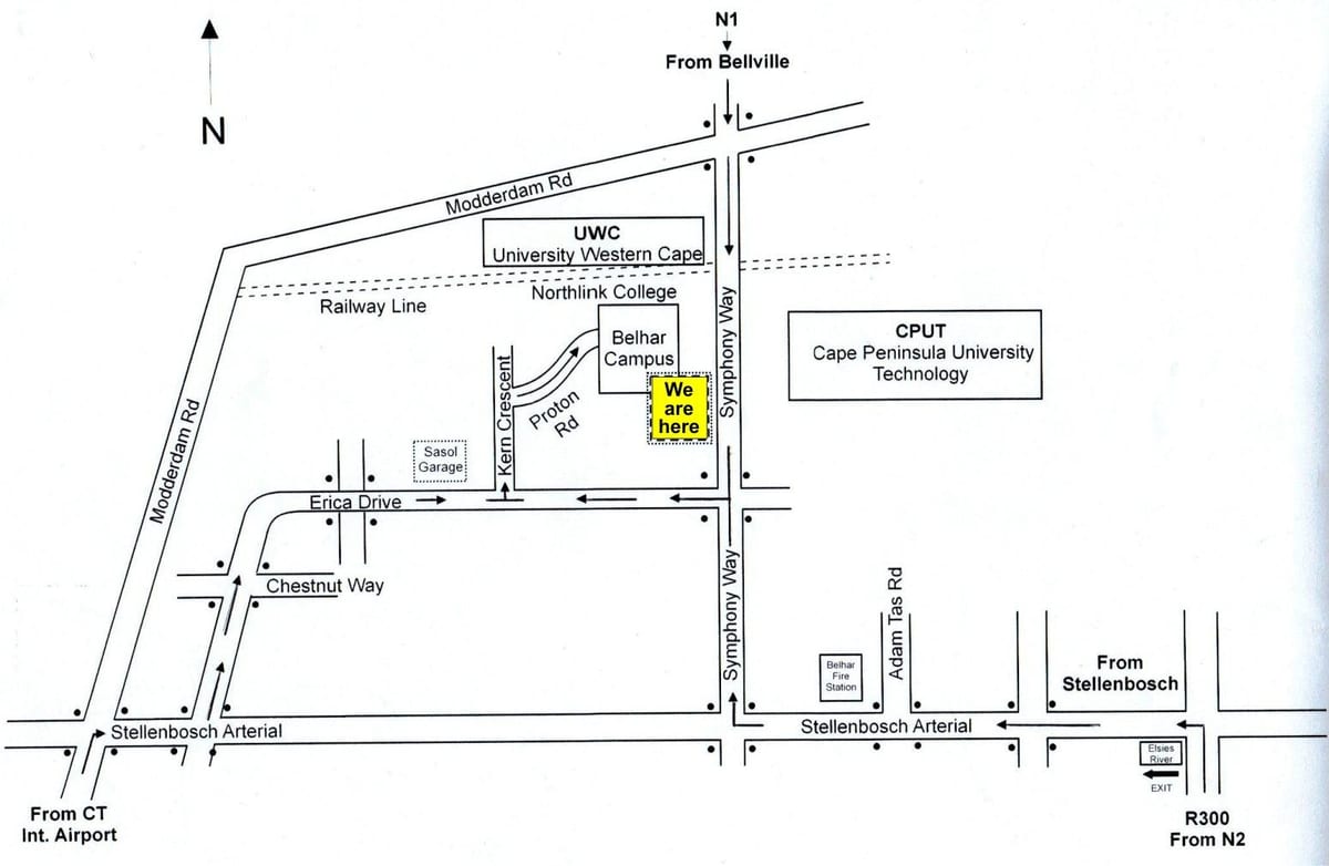 mapa cput Kapské Město campus