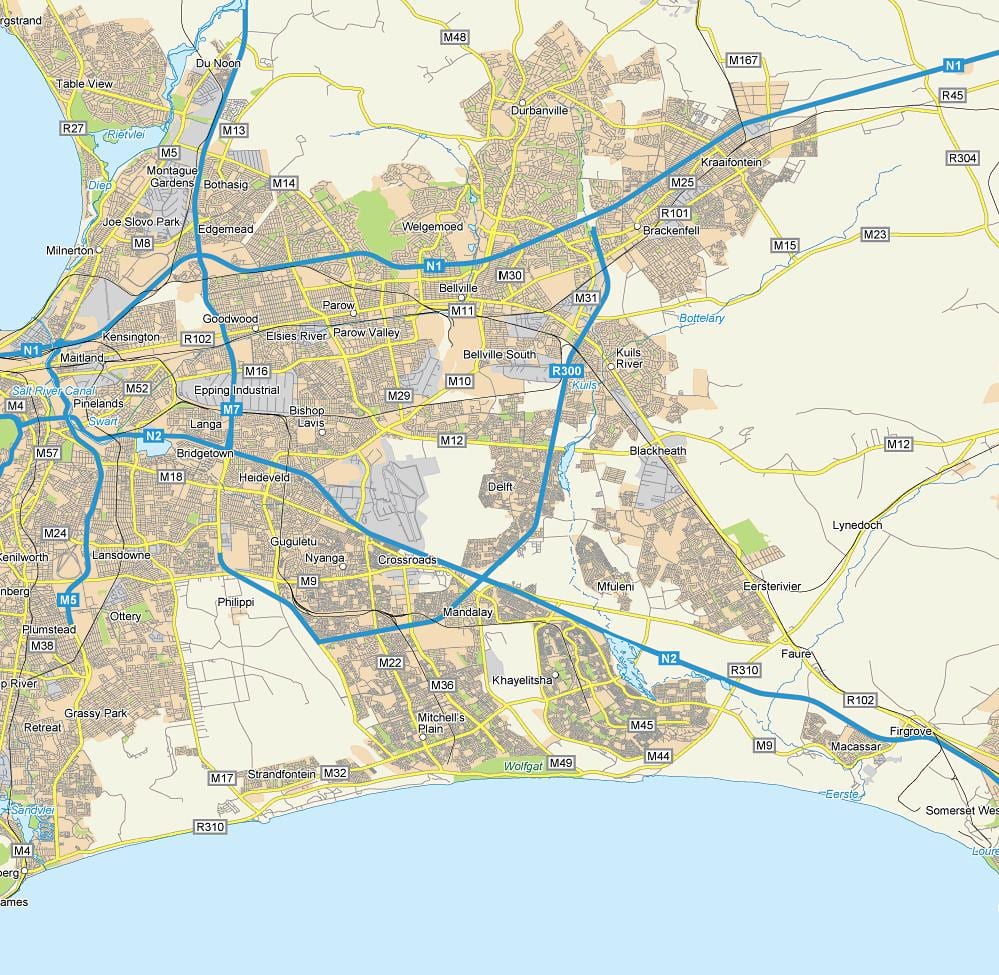 mapa delft Kapské Město