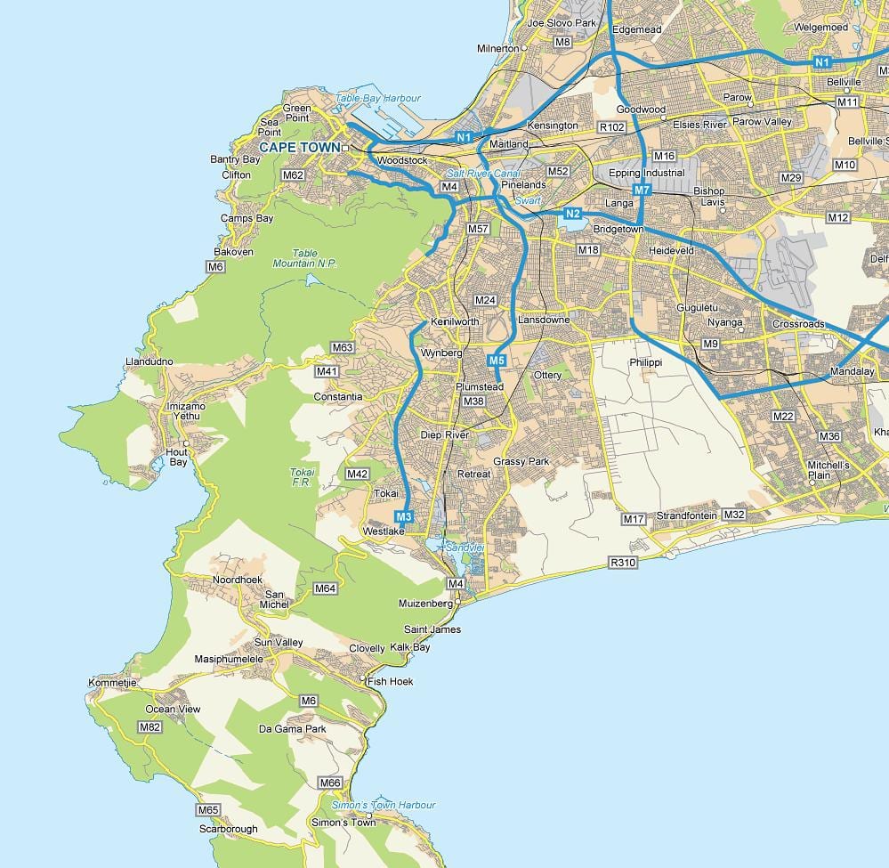 mapa diep river Kapské Město