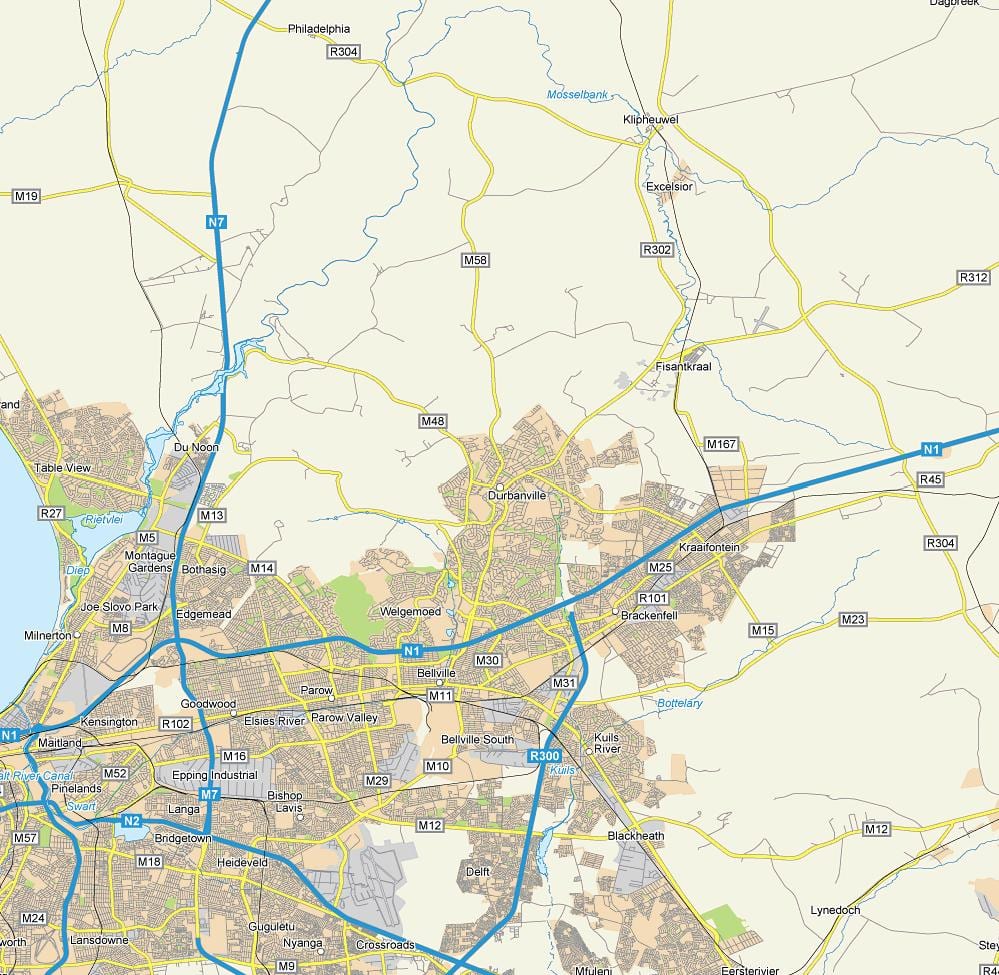 mapa předměstí durbanville
