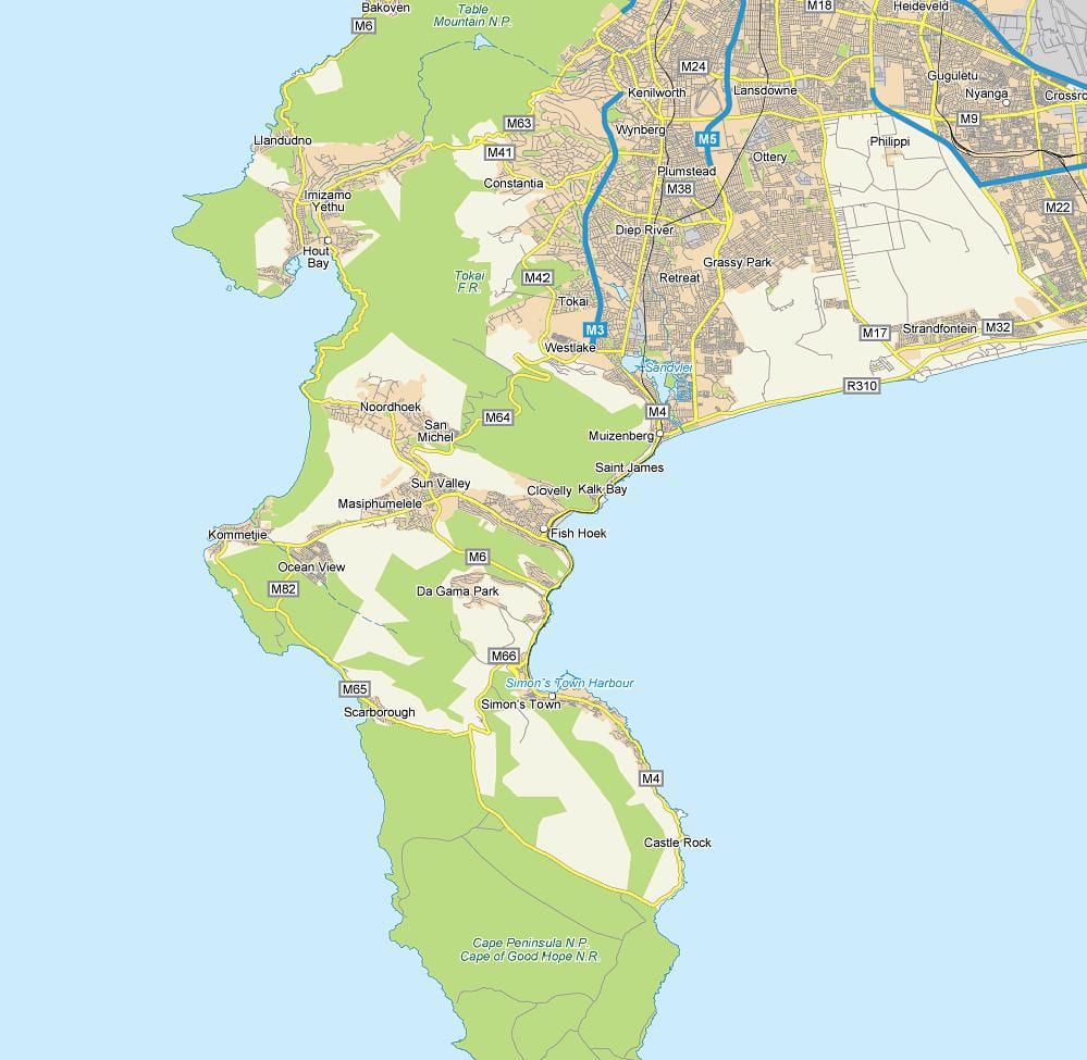 mapa fish hoek Jižní Afrika