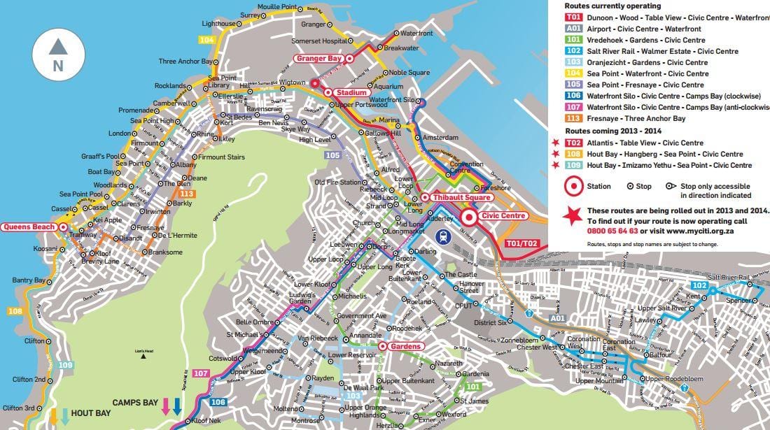 mapa golden arrow bus route
