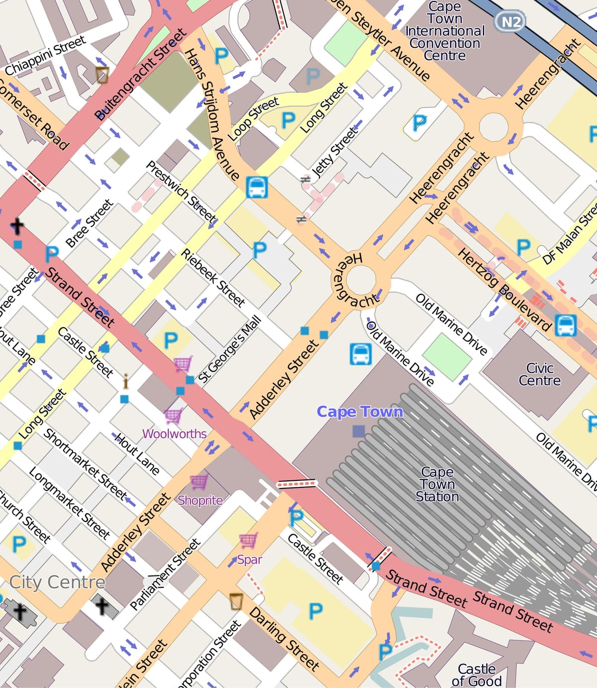 mapa heerengracht street, Kapské Město