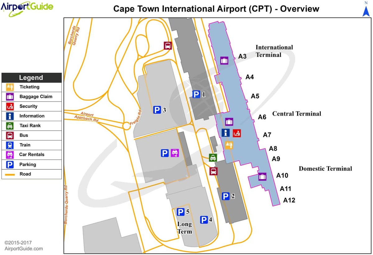 Cape Town international airport terminal mapy