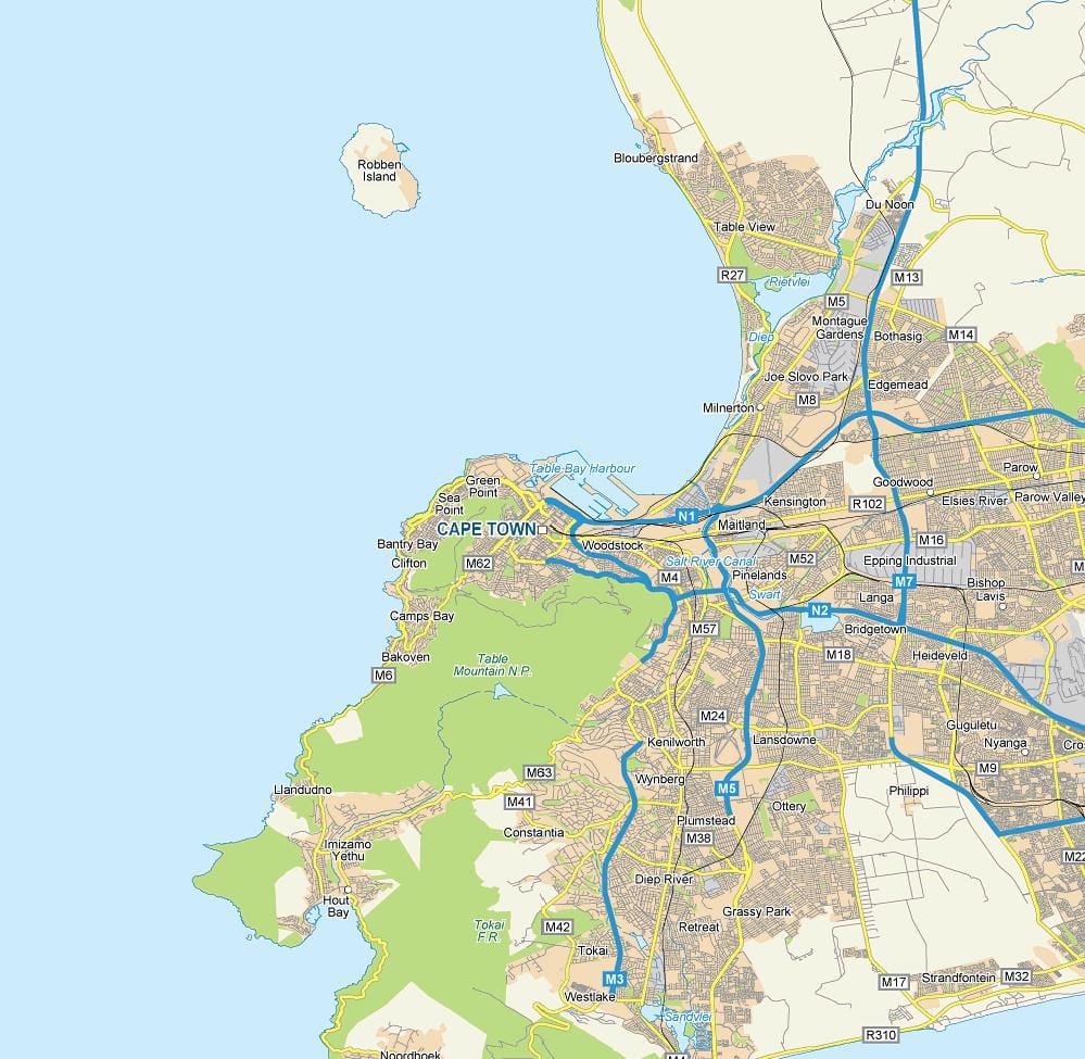 mapa Kapského Města erf