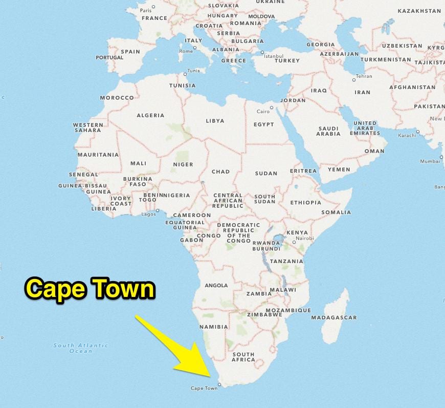 Kapské Město mapa města, Jižní Afrika