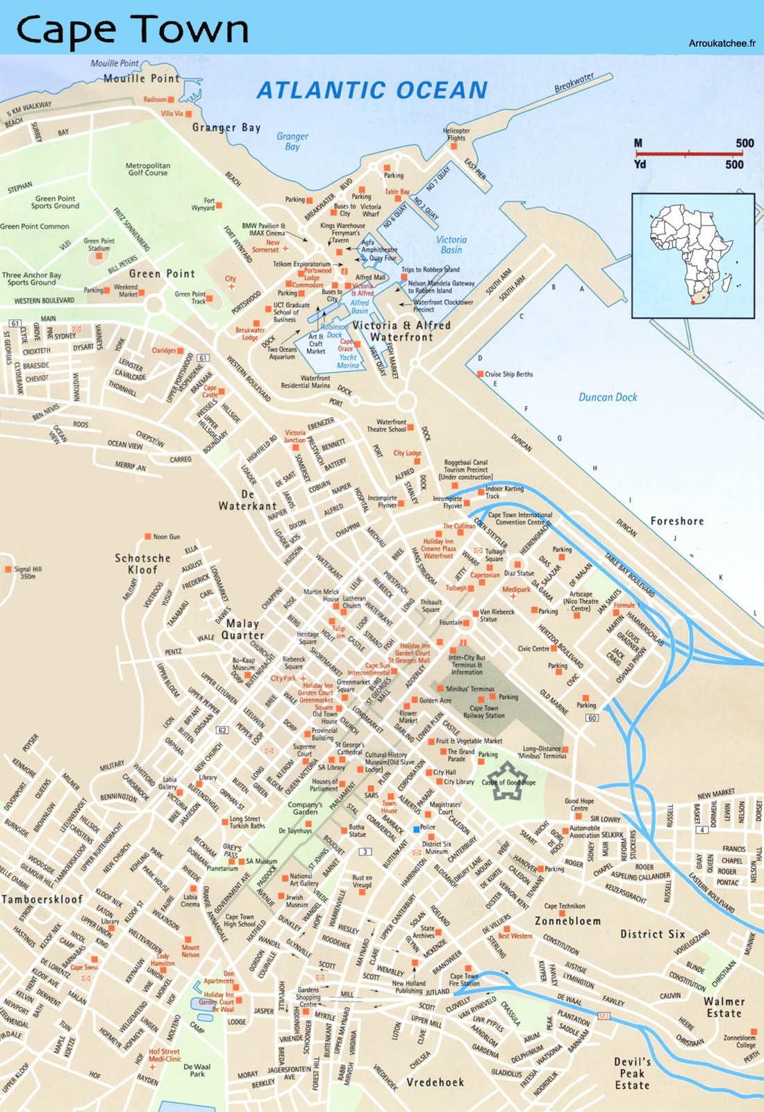 street mapě z Kapské Město, Jižní Afrika