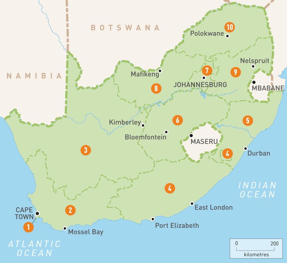 Kapské Město, Jižní Afrika na mapě