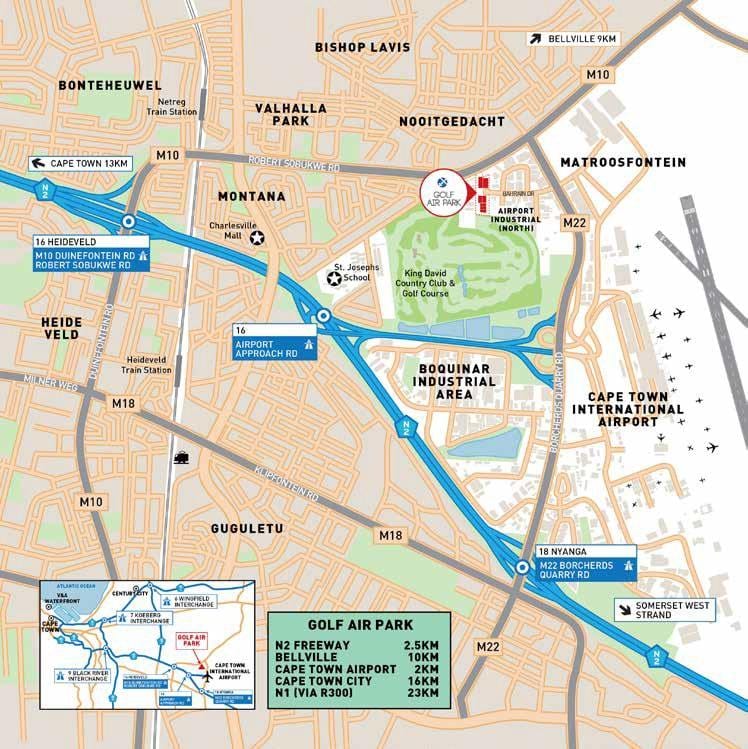 mapa letiště industrie Kapské Město