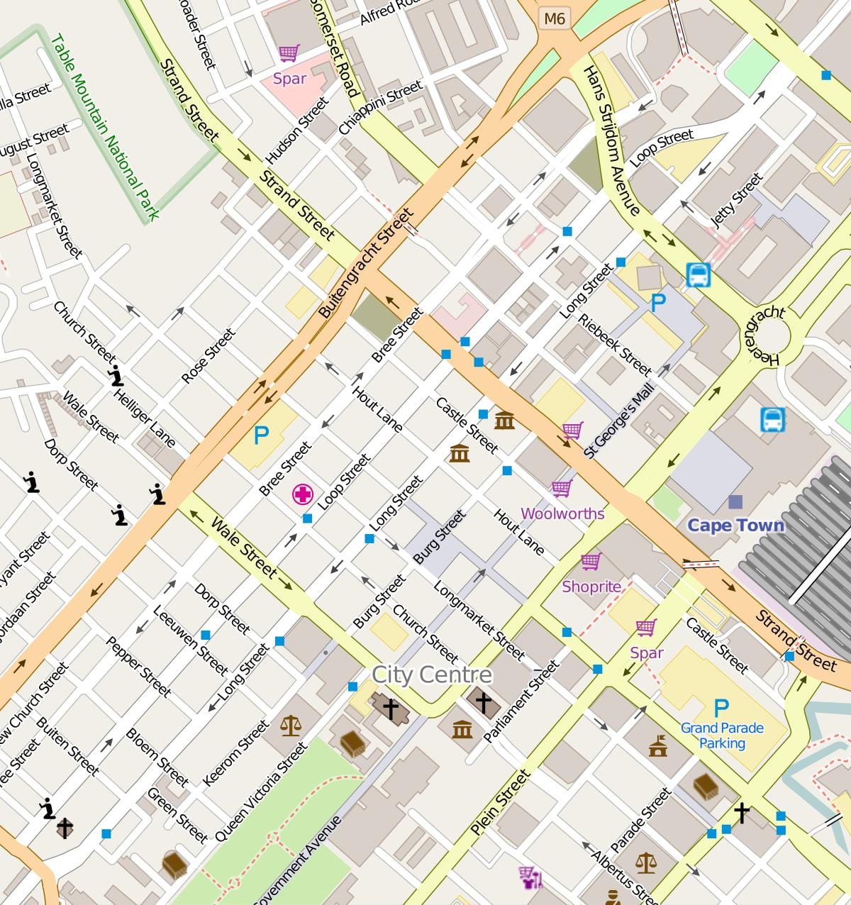 mapa long street Kapské Město