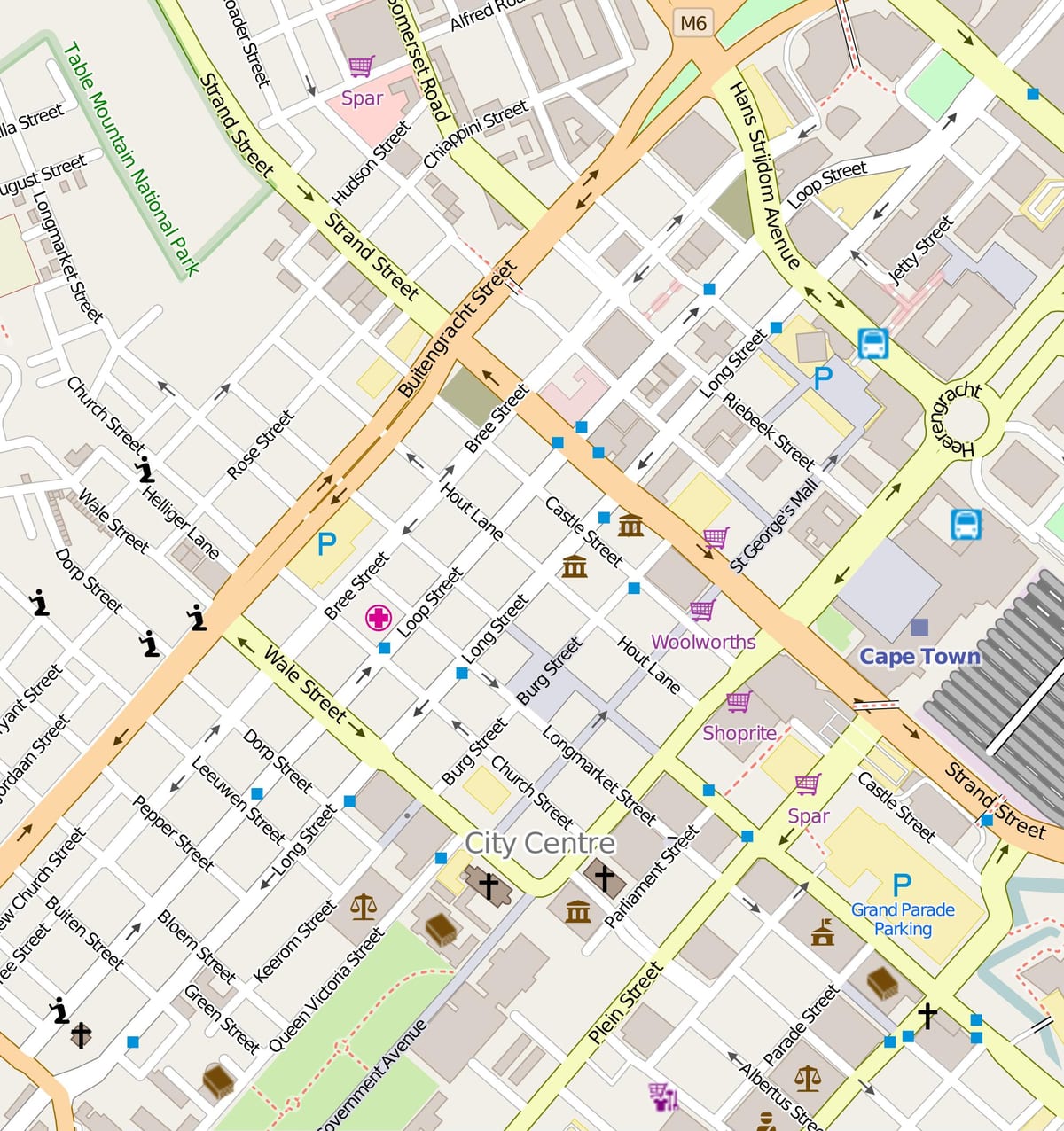 mapa loop street, Kapské Město
