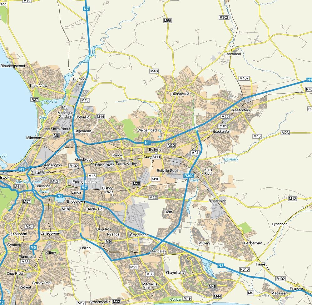 bellville, Cape Town mapě