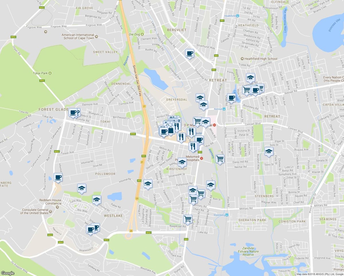 mapa Cape Town tokai