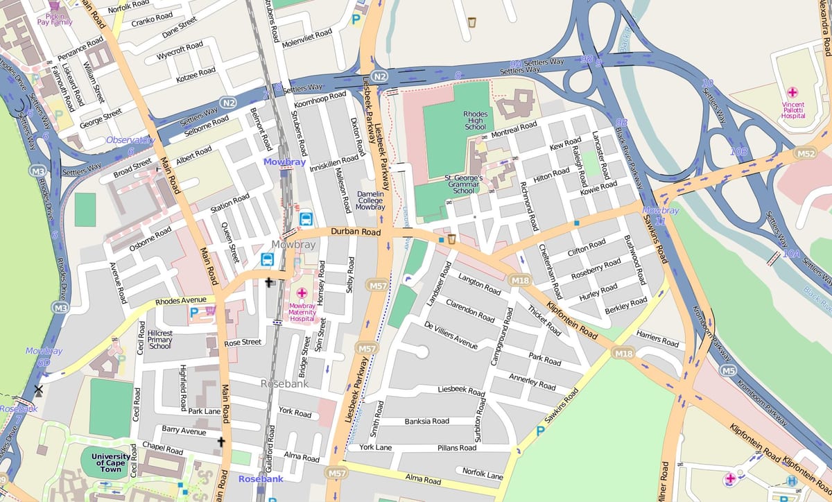 mapa mowbray, Kapské Město