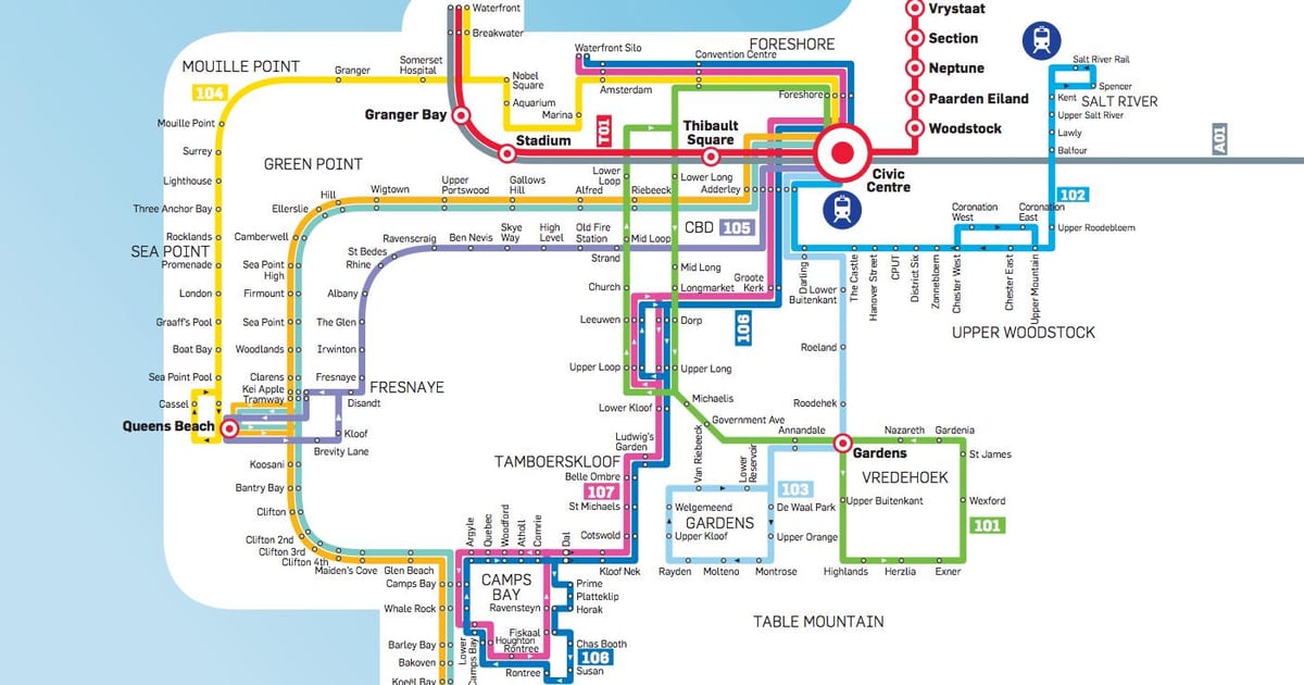 Kapské Město bus mapa