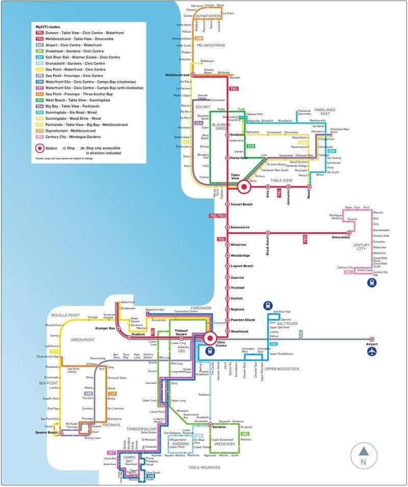 myciti autobus mapa tras
