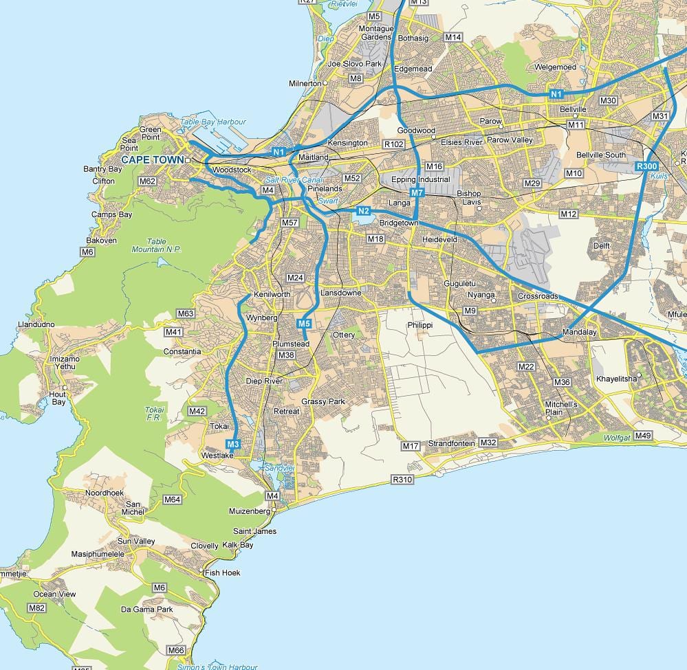 mapa ottery Kapské Město 