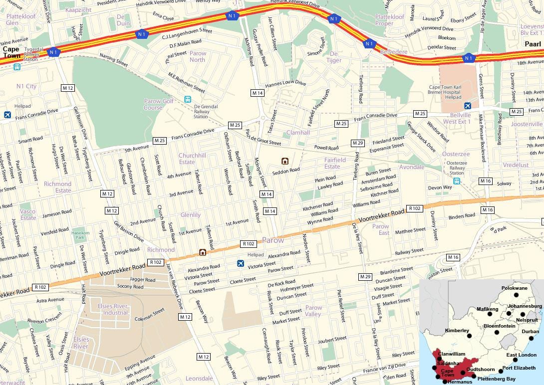 mapa parow, Cape Town