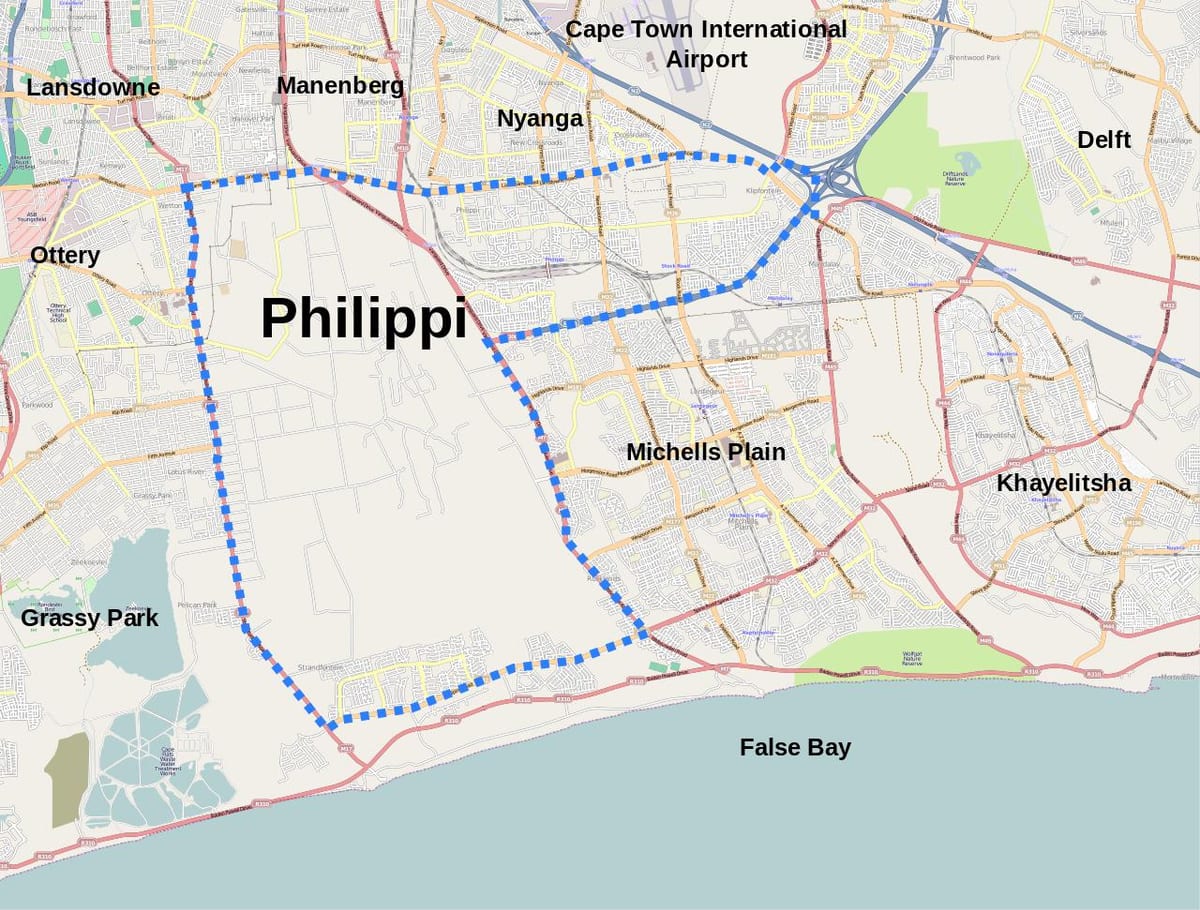 mapa philippi Kapské Město