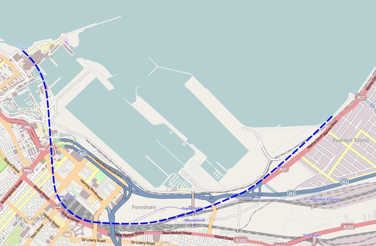 mapa strand street, Kapské Město