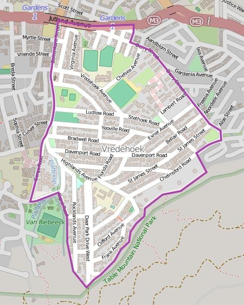mapa vredehoek Kapské Město