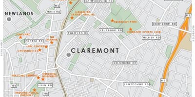 Mapa claremont města Kapské Město