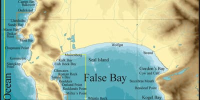 Mapa false bay, Kapské Město
