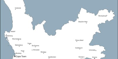 Prázdné mapě z Kapské Město