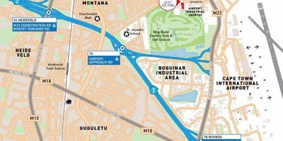Mapa letiště industrie Kapské Město