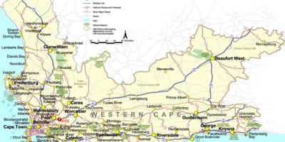 Mapa cape, Jižní Afrika