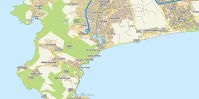 Mapa muizenberg v Kapské Město
