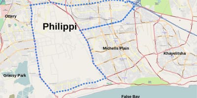Mapa philippi Kapské Město