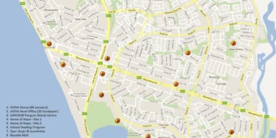 Mapa zobrazení tabulky Kapské Město