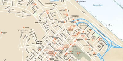 Mapa street mapa Kapského Města a okolních oblastí