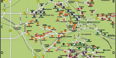 Mapa vinařské stezky road map Kapské Město